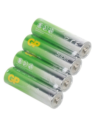 Батарейка GP, АА (LR6, 15A), Alkaline Super, алкалиновая, спайка, 4 шт, 1211