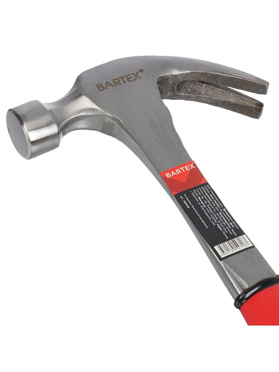 Молоток-гвоздодер цельнометаллический, Bartex, рукоятка двухкомпонентная, обрезиненная, 0.45 кг, B0011N