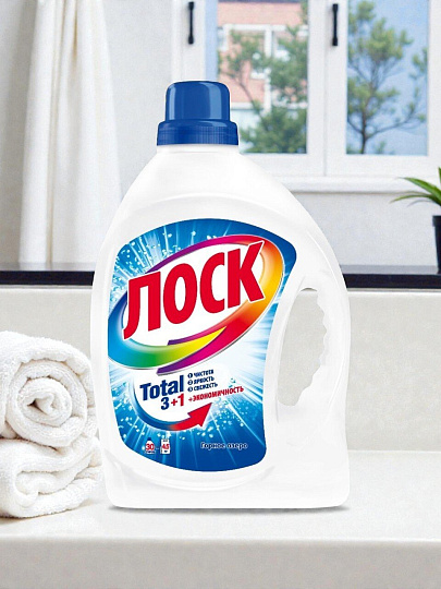 Гель для стирки Лоск, 1.95 л, для белого белья, Горное озеро