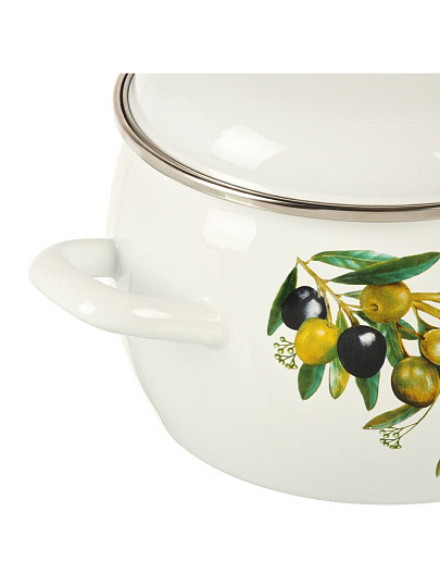 Кастрюля эмалированная сталь, 5 л, крышка сталь, полусфера, ЛЗЭП, Оливковая ветвь, С-4216АП2/4, индукция