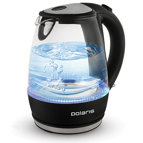 Чайник электрический стеклянный Polaris PWK 1076CGL, 1 л, 2.2 кВт, черный