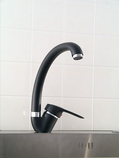 Смеситель для кухни, Эверест, с картриджем, черный камень, хром, B59-0256