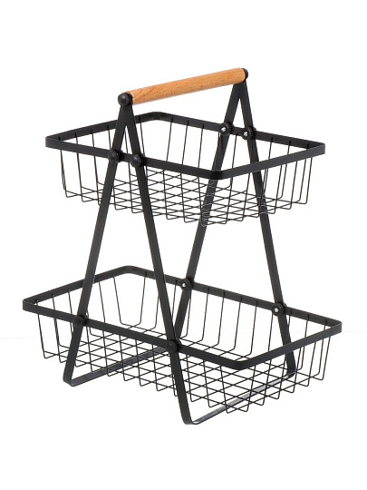 Ваза для фруктов, 2 яруса, металл, 30 см, 20см, 29 см, Бамбук, Y4-8381, черная