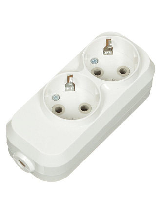 Корпус удлинителя 2 гнезда, 2 + 3, с заземлением, 16 А, белый, TDM Electric, Народная, SQ1806-0414
