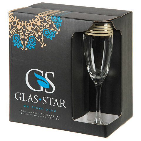 Бокал для шампанского, 170 мл, стекло, 6 шт, Glasstar, Спутник 3, GN49_1687_3