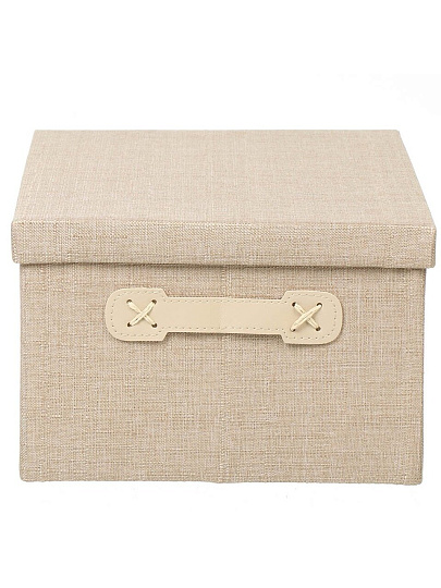 Кофр для хранения, 1 секция, с крышкой, складной, 36х26х16 см, с ручкой, бежевый, A290094