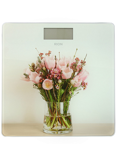 Весы напольные электронные, Rion, Цветы PT-973, стекло, до 180 кг