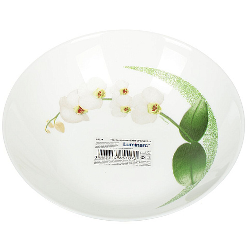Тарелка суповая, стеклокерамика, 20 см, круглая, White Orchid, Luminarc, J7493/ N5034/P6437