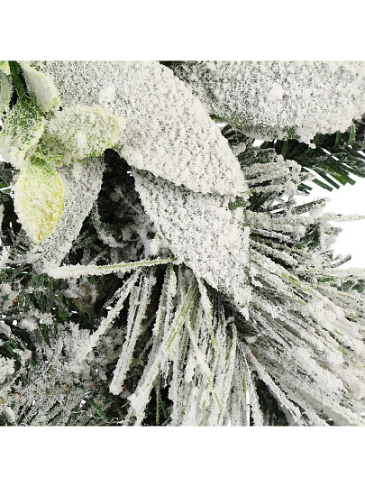 Венок новогодний 30 см, заснеженный, ПВХ пленка + леска + литье, Y4-8408