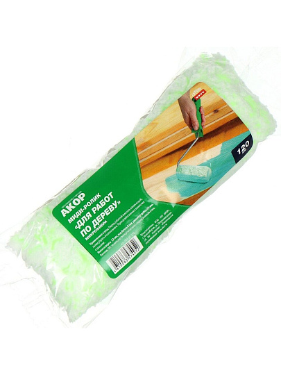 Валик малярный для работ по дереву, Акор, Миди, микрофибра, 120хдиаметр 25 мм, ворс 12 мм, 854 00 120