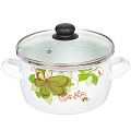 Кастрюля эмалированная сталь, 4 л, крышка стекло, Сантэкс, Абстракция зеленая, 1-2440112, индукция