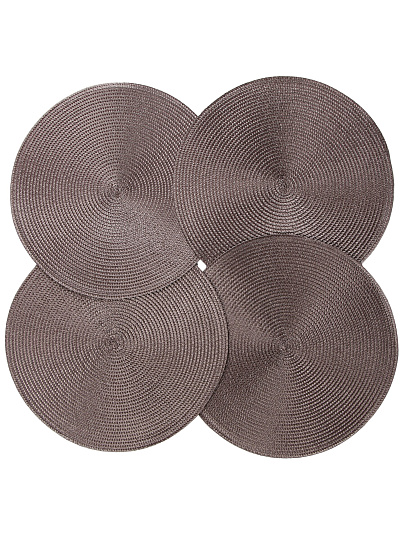 Набор салфеток полимер, 38х38 см, кругл, 4 шт, корич, МП, Y6-2537