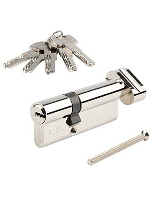 Личинка замка двери Apecs, SM-80(30/50C)-C-NI, 32114, 80 мм, с заверткой, никель