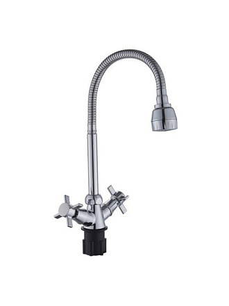 Смеситель для кухни, Эверест, гибкий излив, с кран-буксой, B58-354