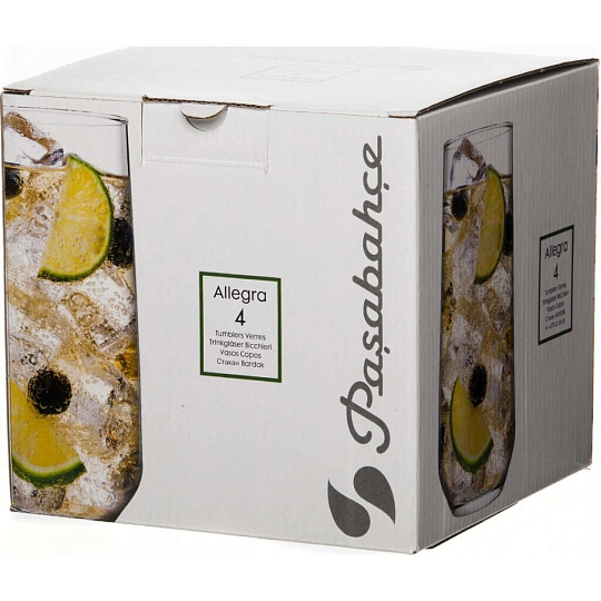 Стакан 470 мл, стекло, 4 шт, Pasabahce, Allegra, 420015B