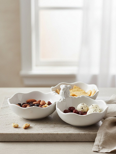 Менажница керамика, 24х24х7 см, 3 секции, Lefard, София, 763-096