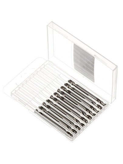 Сверло по металлу, 10 шт, двухстороннее, Росомаха, HSS-G, диаметр 4.2х13х55 мм, цилиндрический хвостовик, 700042