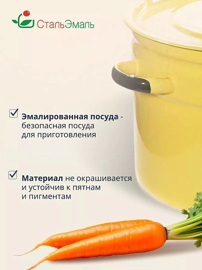Кастрюля эмалированная сталь, 9 л, крышка сталь, СтальЭмаль, 2с200, в ассортименте, индукция