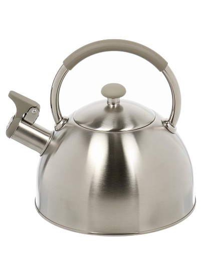 Чайник нержавеющая сталь, 2.5 л, со свистком, матовый, ручка силикон, Катунь, индукция, серебристый, КТ-149