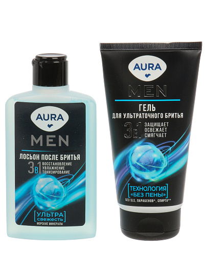 Набор подарочный для мужчин, Aura, Men, гель для бритья 150 мл, лосьон после бритья 150 мл