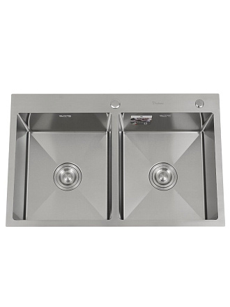 Мойка кухонная врезная, Diadonna, нержавеющая сталь, 780х500х200 мм, сатин, DS7850T