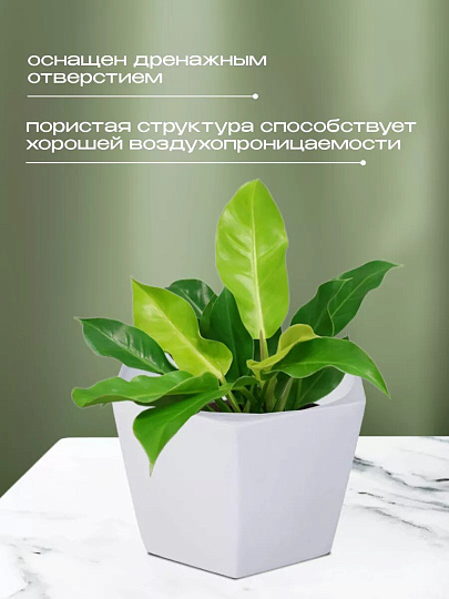 Кашпо керамика, 1.3 л, 15х11 см, шестигранник, белое, Эджес №3, 049706