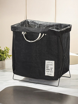 Корзина для хранения белья и вещей, 25х40х46 см, прямоугольная, черная, A290121