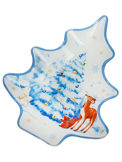 Блюдо стекло в форме елки, 16.5х19.5 см, Зимняя сказка, Daniks