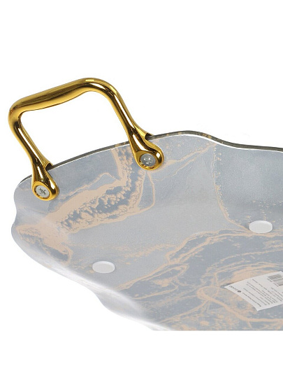 Блюдо стекло, 22х34 см, черное, Флюид, Daniks, S320435H