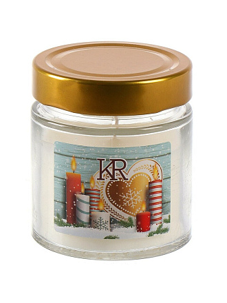 Свеча ароматическая, 7.8х7 см, микс, Kukina Raffinata, С Новым Годом, в банке, с крышкой, 500889