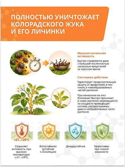 Инсектицид Клотиамет, от колорадского жука, от вредителей, гранулы, 1 г, пакет, Агрусхим