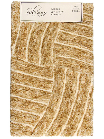 Коврик для ванной, 0.5х0.8 м, микрофибра, бежевый, Silvano, Лиона