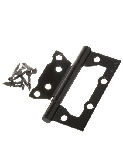 Петля накладная универсальная, Vrata, 100x75x2 мм, 208313, без врезки, черный матовая