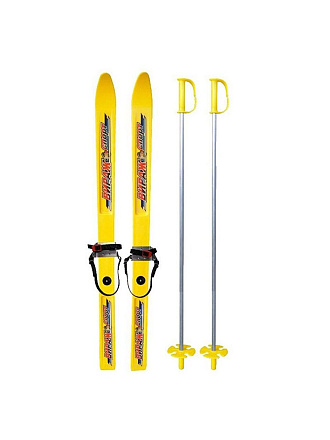 Лыжи для детей, 100 см, с палками, 100 см, универсальное крепление, в сетке, Вираж-спорт