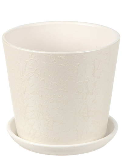 Горшок керамика, 2.6 л, 18х16 см, белый, Перл №4, 022467