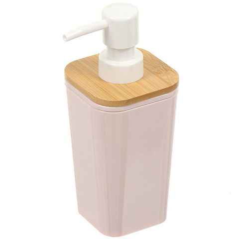 Дозатор для жидкого мыла, Бамбук, пластик, 7.3х7.3х17 см, пудровый, PS0107YA-LD