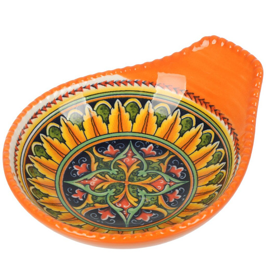 Оливница фарфор, Nouvelle Home, Arabesque, 50 мл, 12х10 см, оранжевая, 0860228
