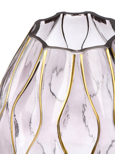Ваза стекло, настольная, 20*20*34 см, Абстракция, серый с золотом, Y4-11053