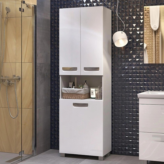 Шкаф Plaza 60, МДФ, ЛДСП, 29.6х60х188.5 мм, белый, пенал для ванной, VIGO, pn.PLA.60