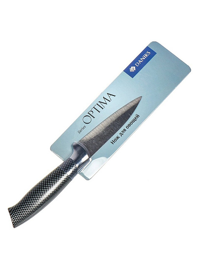 Нож кухонный Daniks, Оптима, для овощей, нержавеющая сталь, 9 см, рукоятка пластик, YW-A639-PA