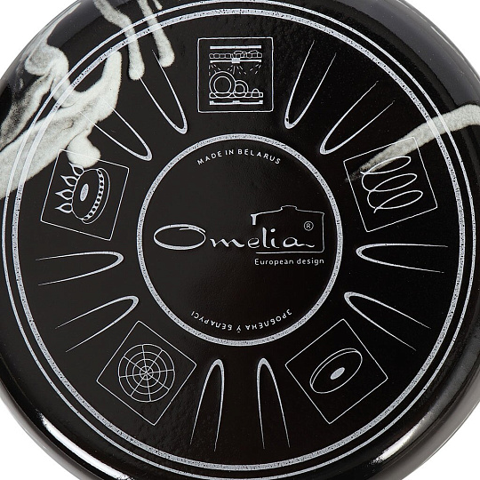 Кастрюля эмалированная сталь, 3 л, крышка стекло, сферический, Сантэкс, Шейк черно-белая, 1-2430111, индукция