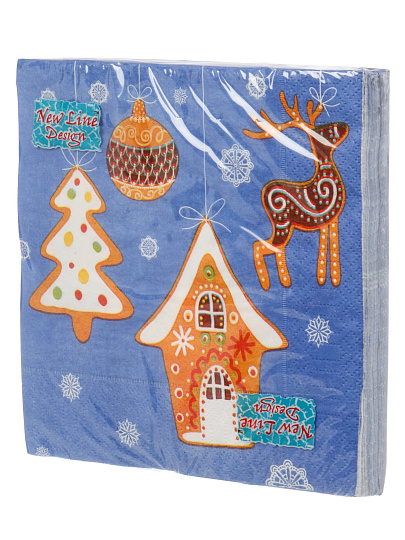 Салфетки бумажные New Line, Design Новогодие пряники, 20 шт, 3 слоя, 33х33 см