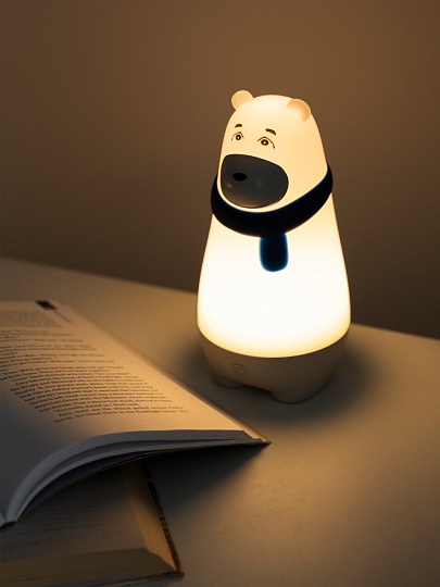 Светильник-ночник JazzWay, Мишка, настольный, пластик, 4.1 Вт, с выключателем, 3000К, синий, 5061248