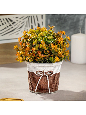 Цветок искусственный декоративный Композиция цветочная, в корзинке, 10х19 см, в ассортименте, Y4-3495
