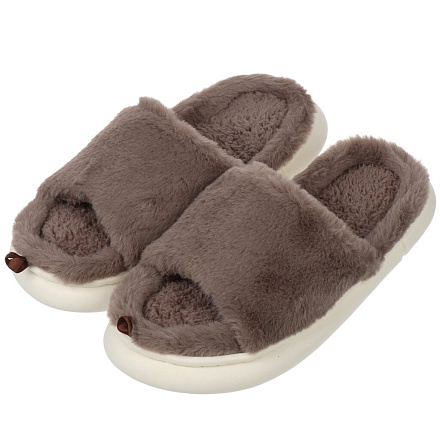 Тапки для женщин, коричневые, р. 38-39, открытые, Bear, A210143