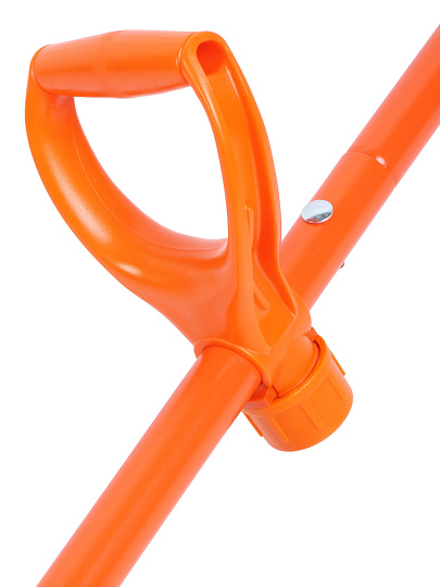 Лопата для снега поликарбонат, черенок алюминиевый, 141х45х11 см, оранжевая, D-рукоятка, ручка силы, Компакт