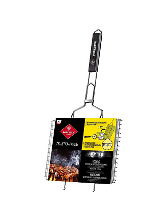 Решетка барбекю 350х260 мм, Forester, сталь, рукоятка дерево, средний, с коррозионностойким покрытием, BQ-N01