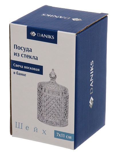 Свеча воск, в стеклянной банке, 7х11 см, 100гр, прозрач, Шейх