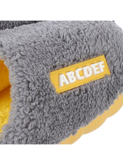 Тапки для женщин, серо-желтые, р. 38-39, закрытые, мех, A210039