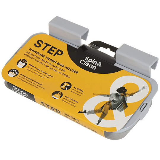 Держатель для пакетов полипропилен, навеска, серый, Spin&amp;Clean, Step, SC4020НК